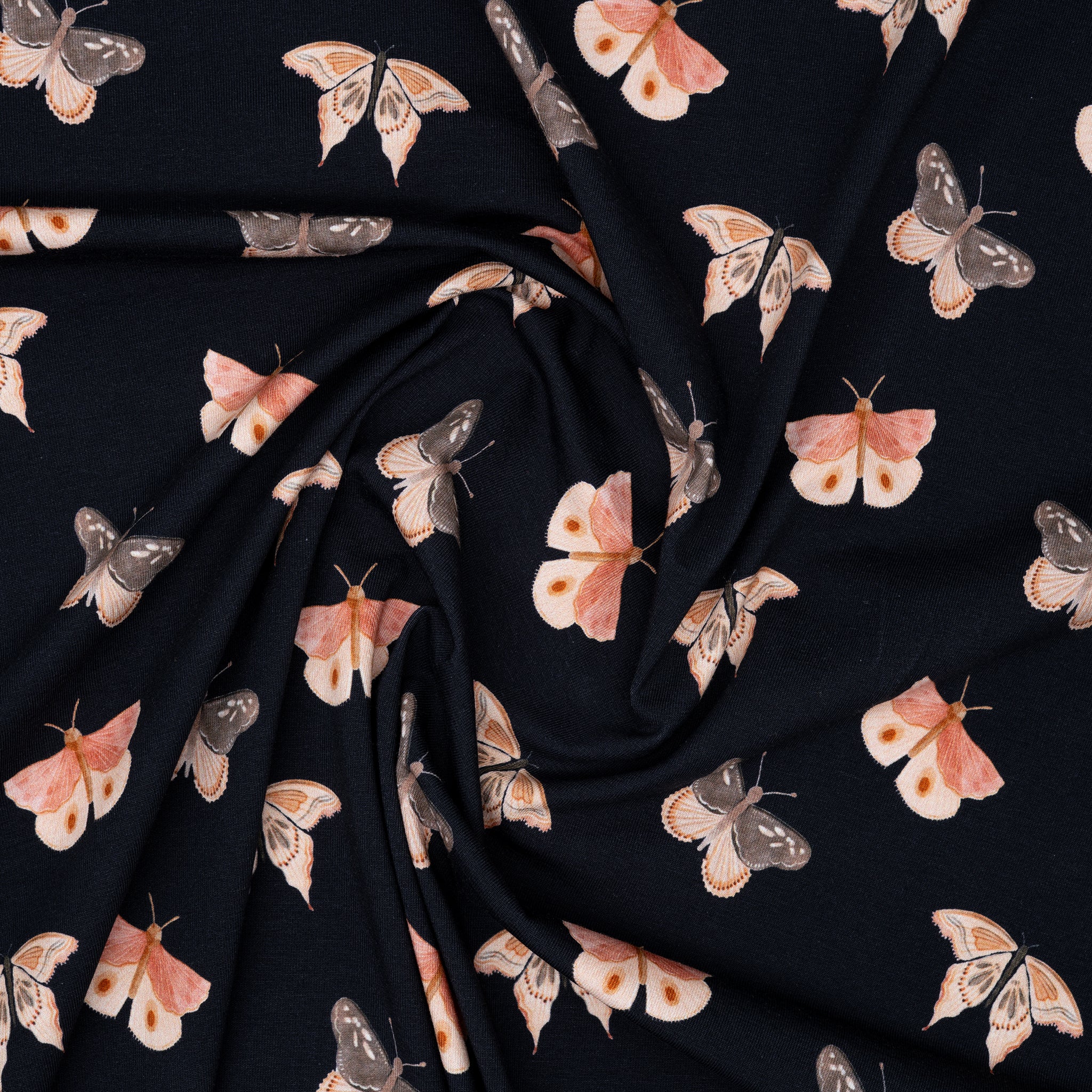 Bio Jersey Schmetterlinge Dunkelblau | Stoffwerk