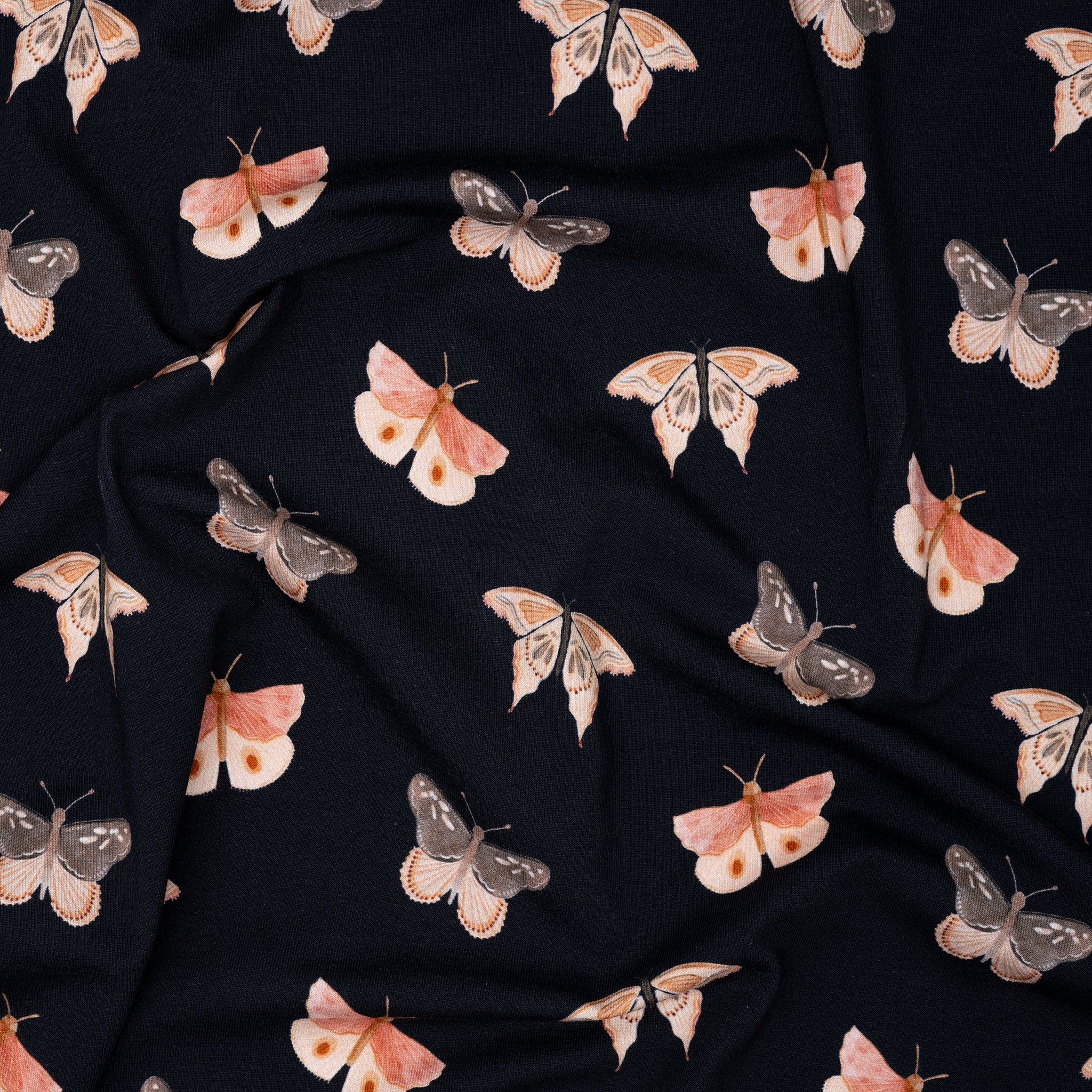 Bio Jersey Schmetterlinge Dunkelblau | Stoffwerk