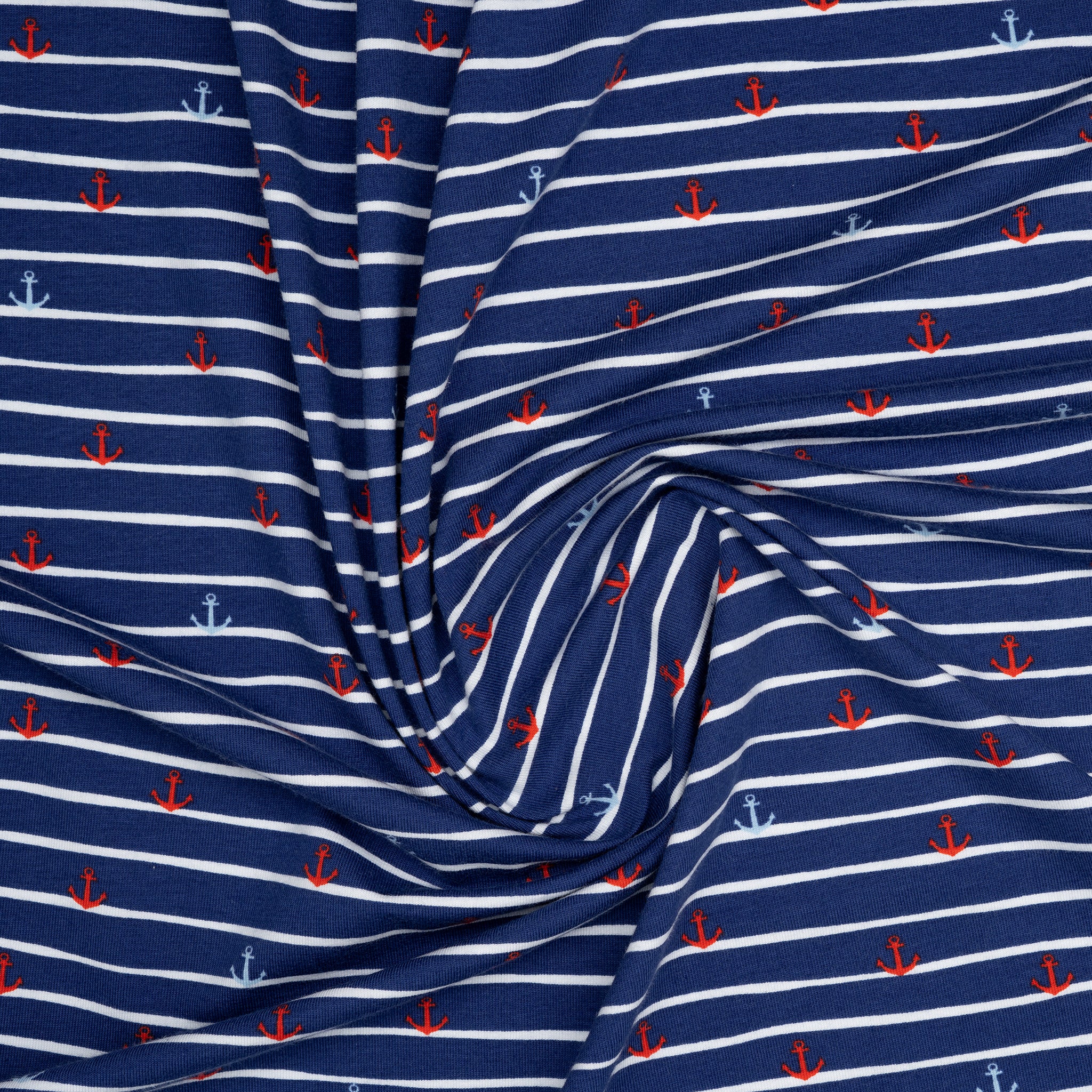 Bio Jersey Streifen Anker Blau