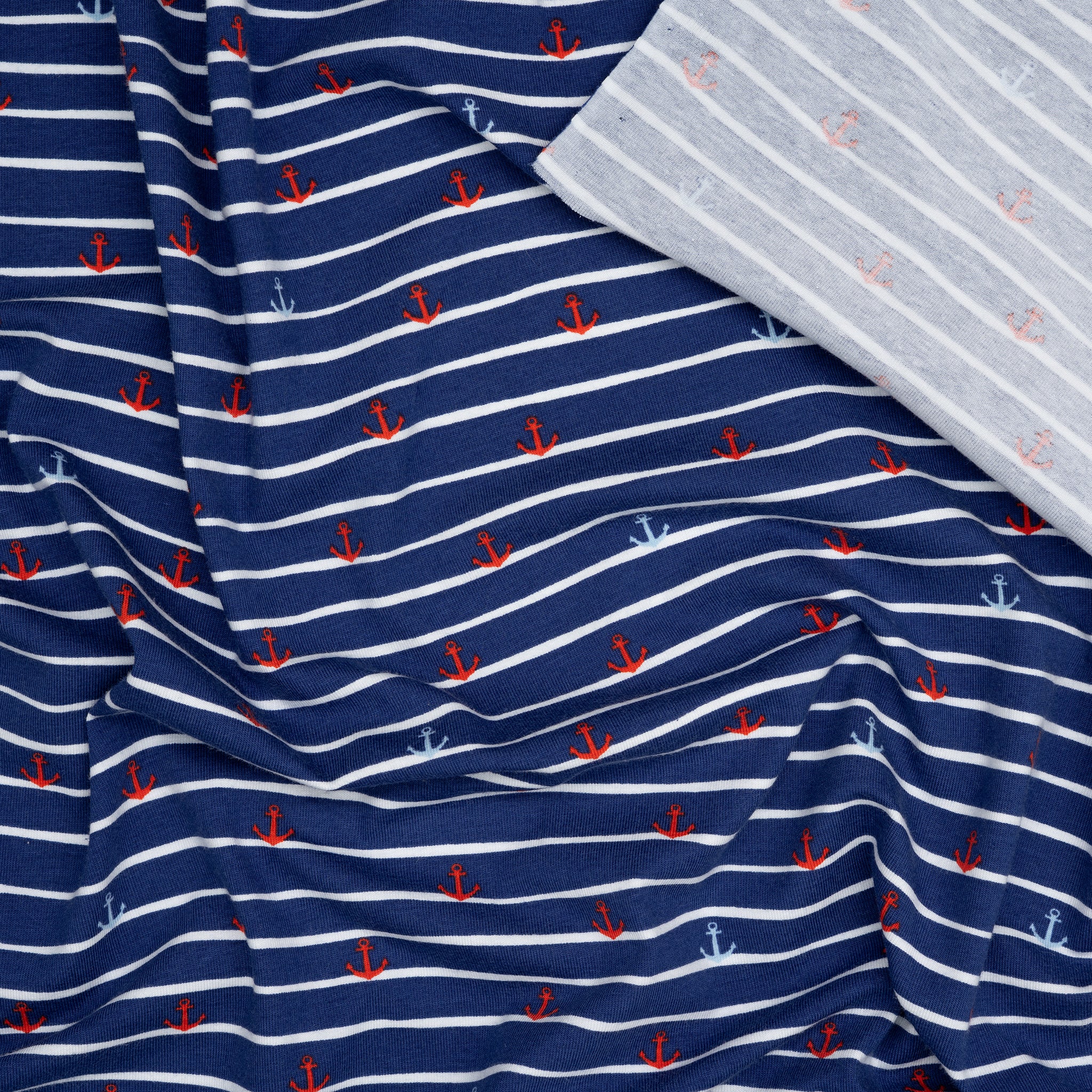 Bio Jersey Streifen Anker Blau