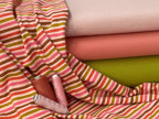 Bio Jersey Streifen rosa senf braun