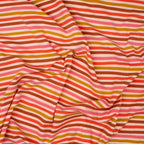 Bio Jersey Streifen Rosa Senf Braun | Stoffwerk