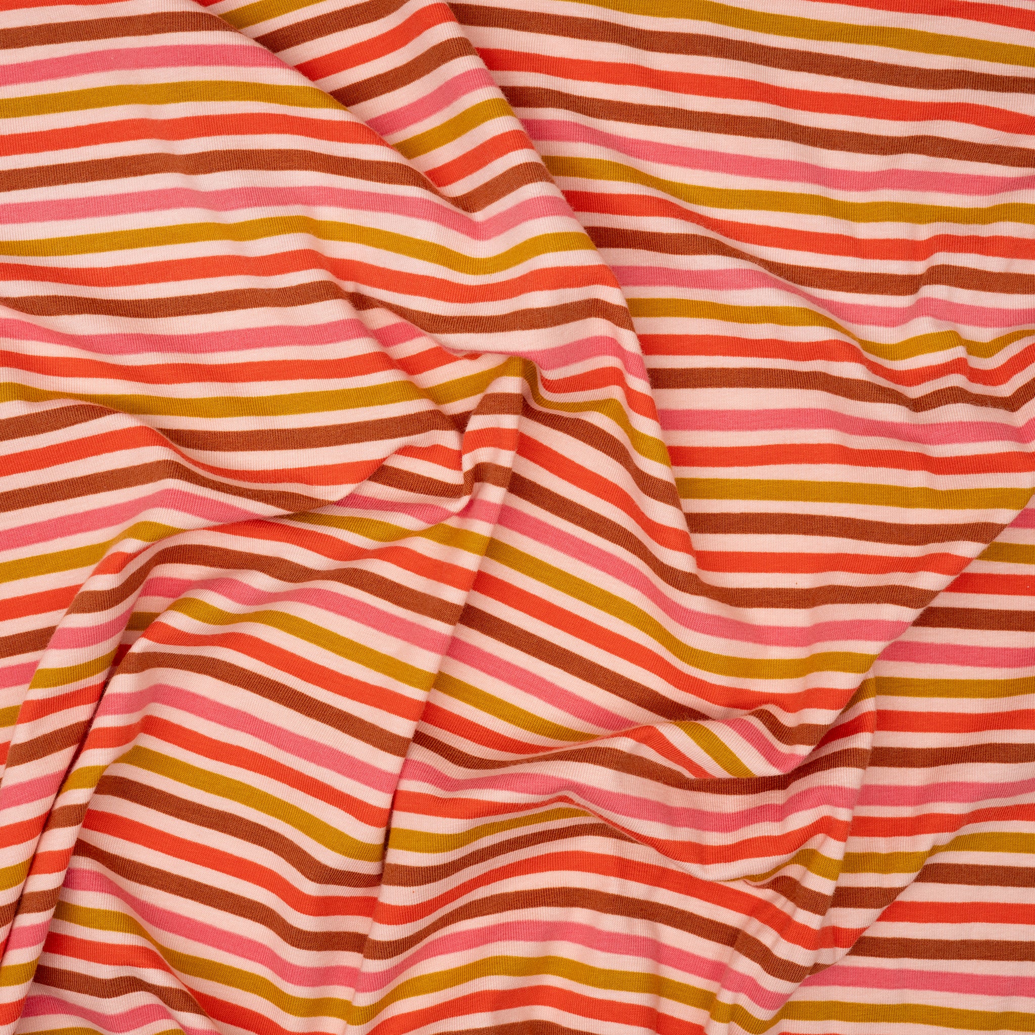 Bio Jersey Streifen Rosa Senf Braun | Stoffwerk
