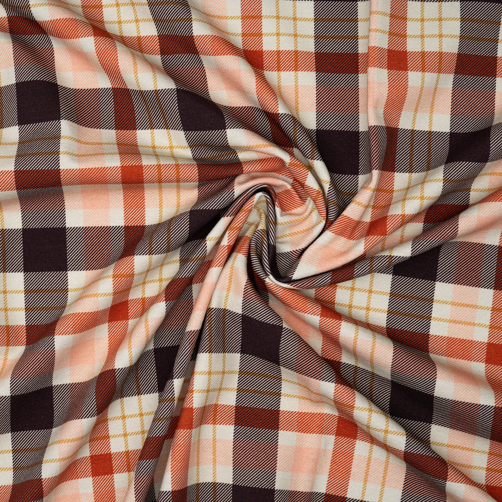 Bio Jersey Tartan Creme Violett | Stoffwerk