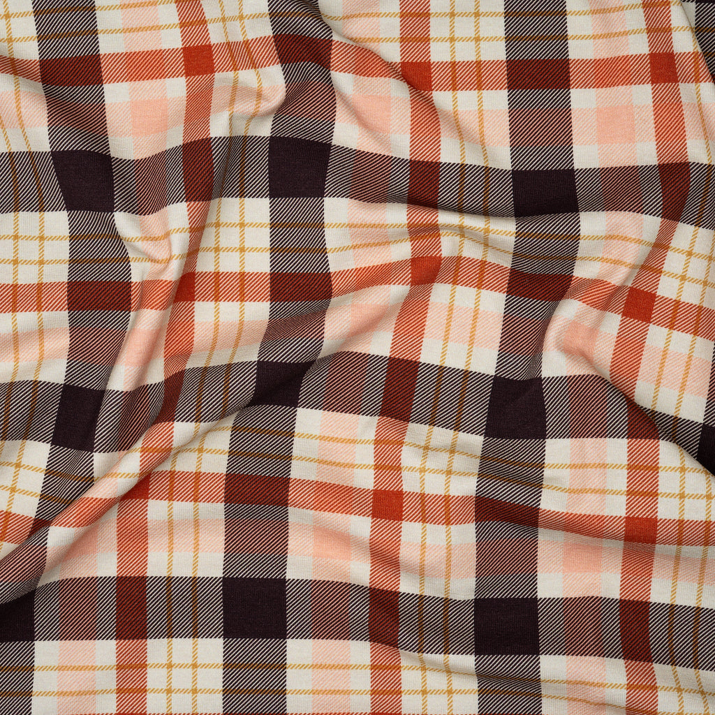 Bio Jersey Tartan Creme Violett | Stoffwerk
