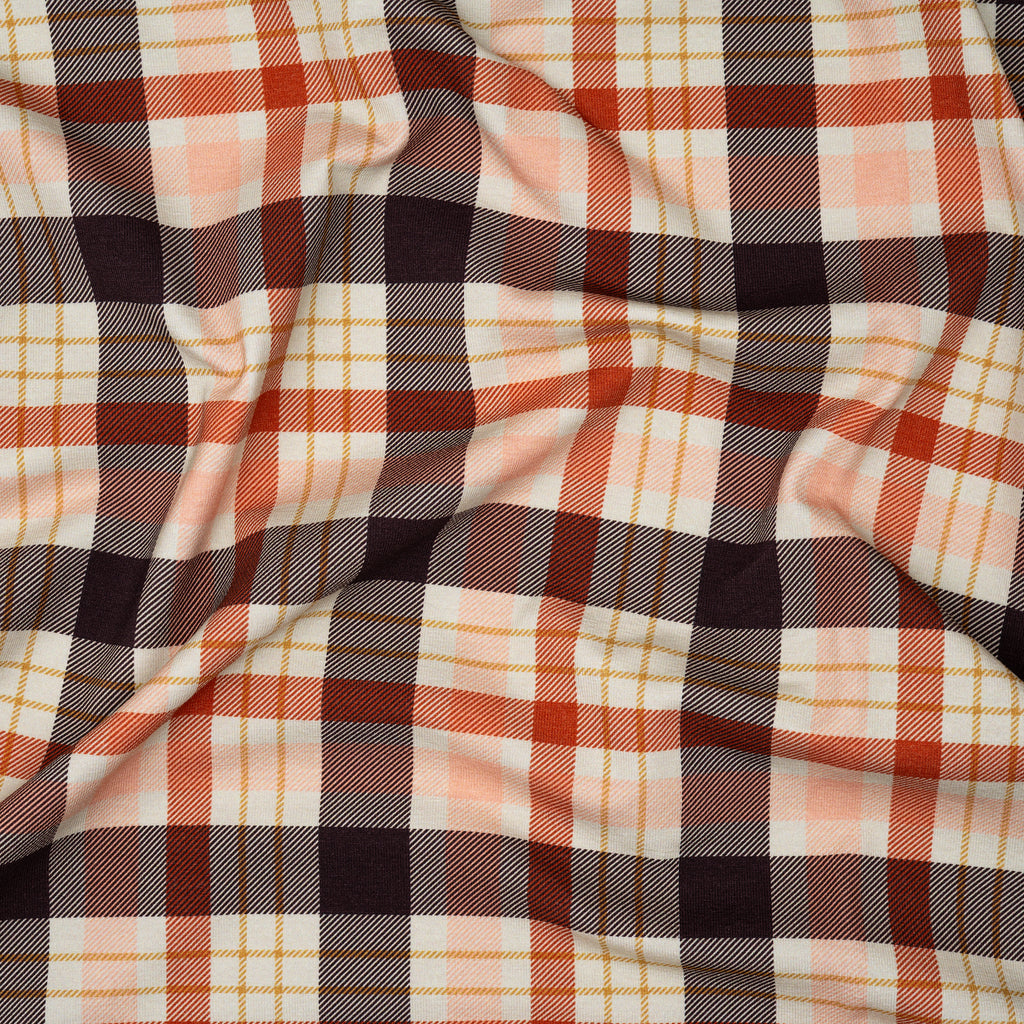 Bio Jersey Tartan Creme Violett