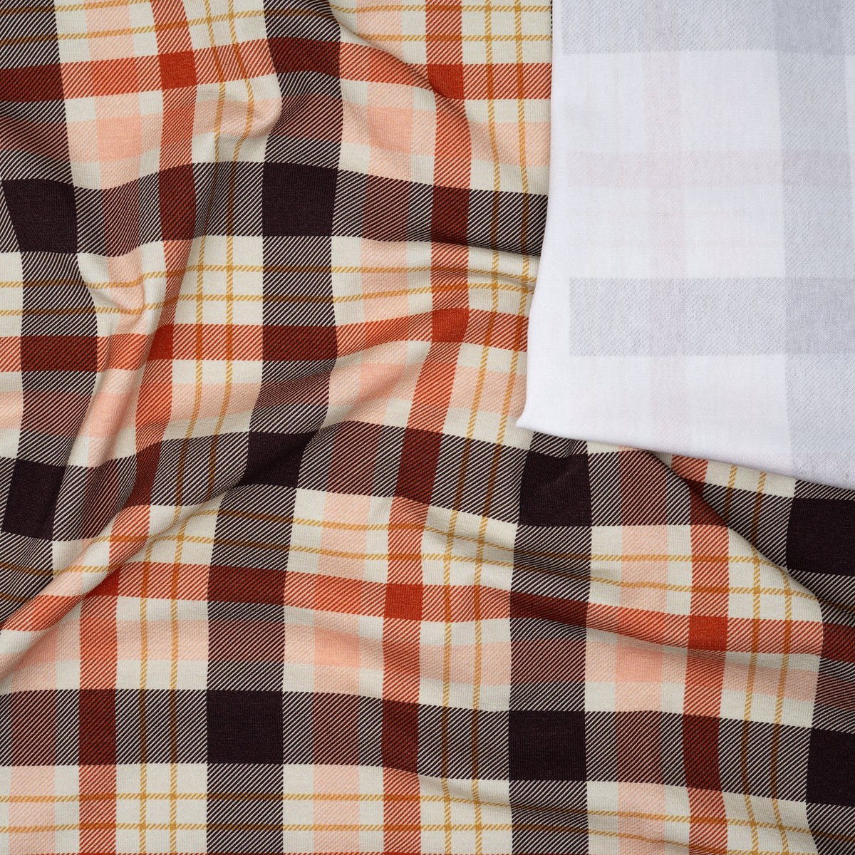 Bio Jersey Tartan Creme Violett | Stoffwerk