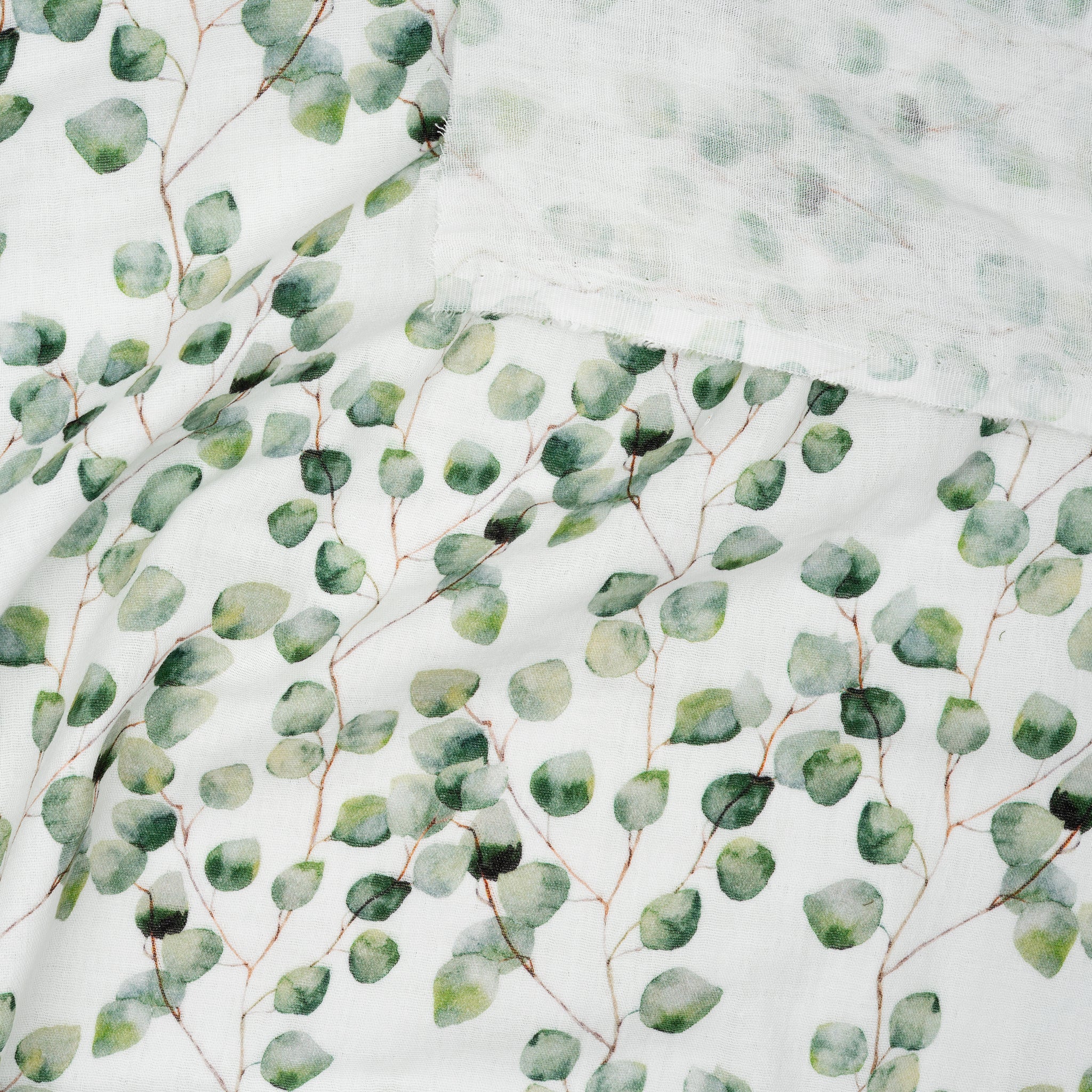 Bio Musselin Eucalyptus Weiß