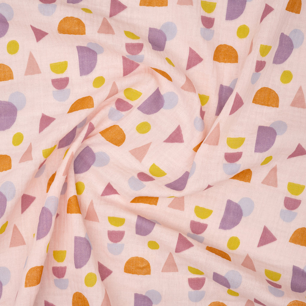 Bio Musselin Geo Babyrosa | Stoffwerk