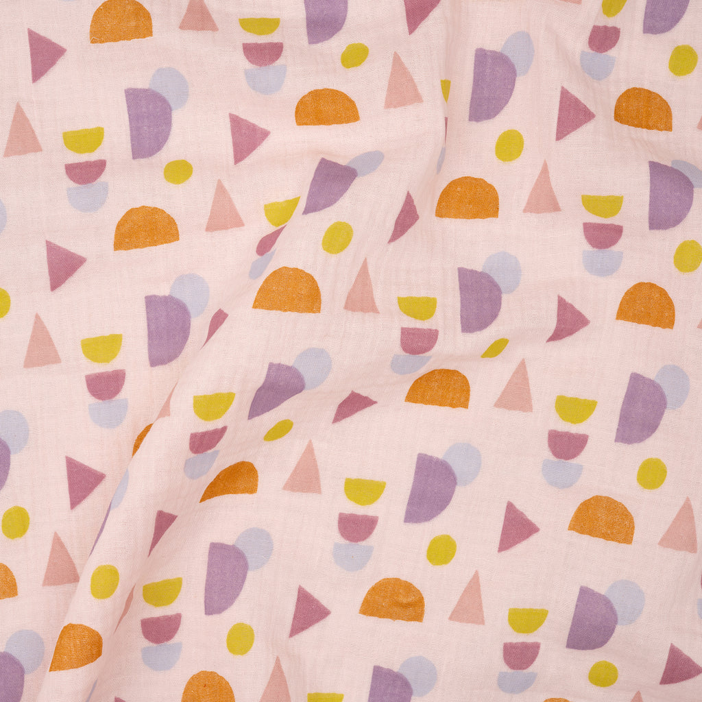 Bio Musselin Geo Babyrosa | Stoffwerk