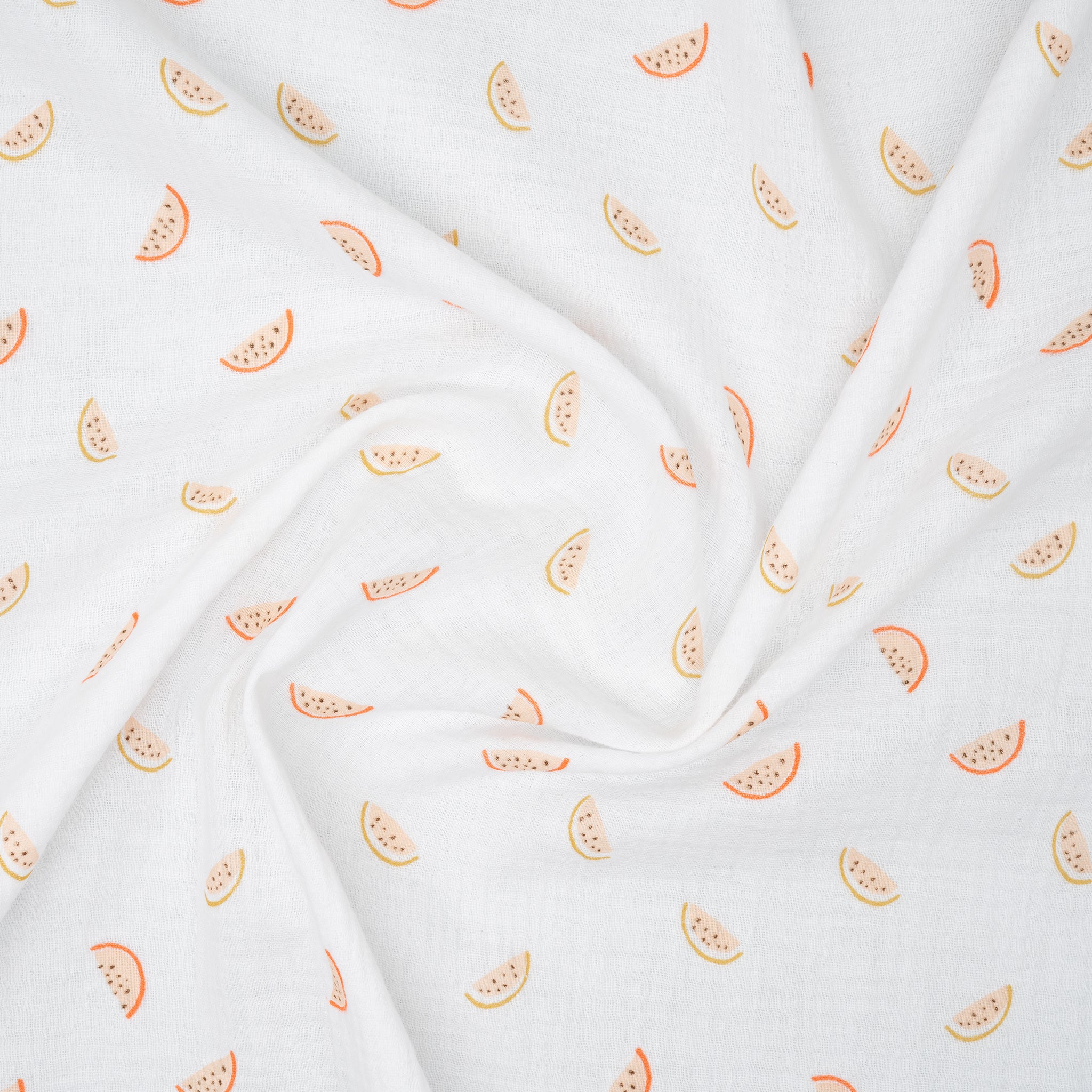 Bio Musselin Melonen Gelb Orange Weiß | Stoffwerk