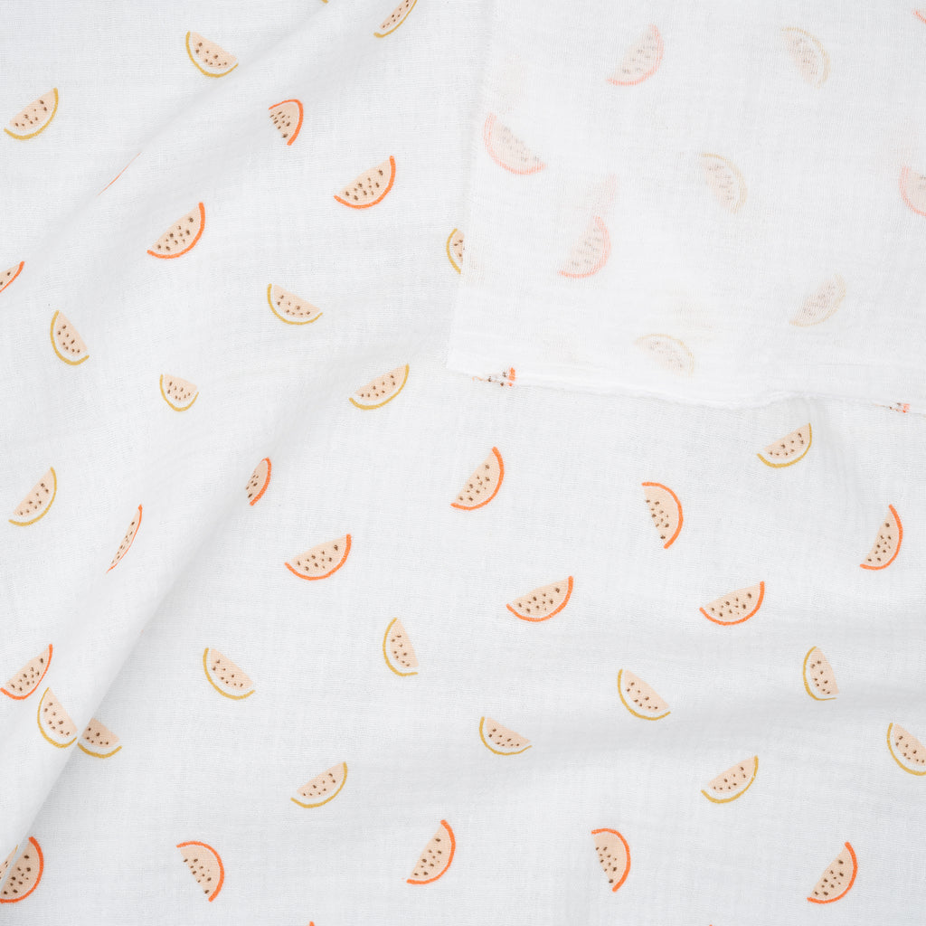 Bio Musselin Melonen Gelb Orange Weiß | Stoffwerk