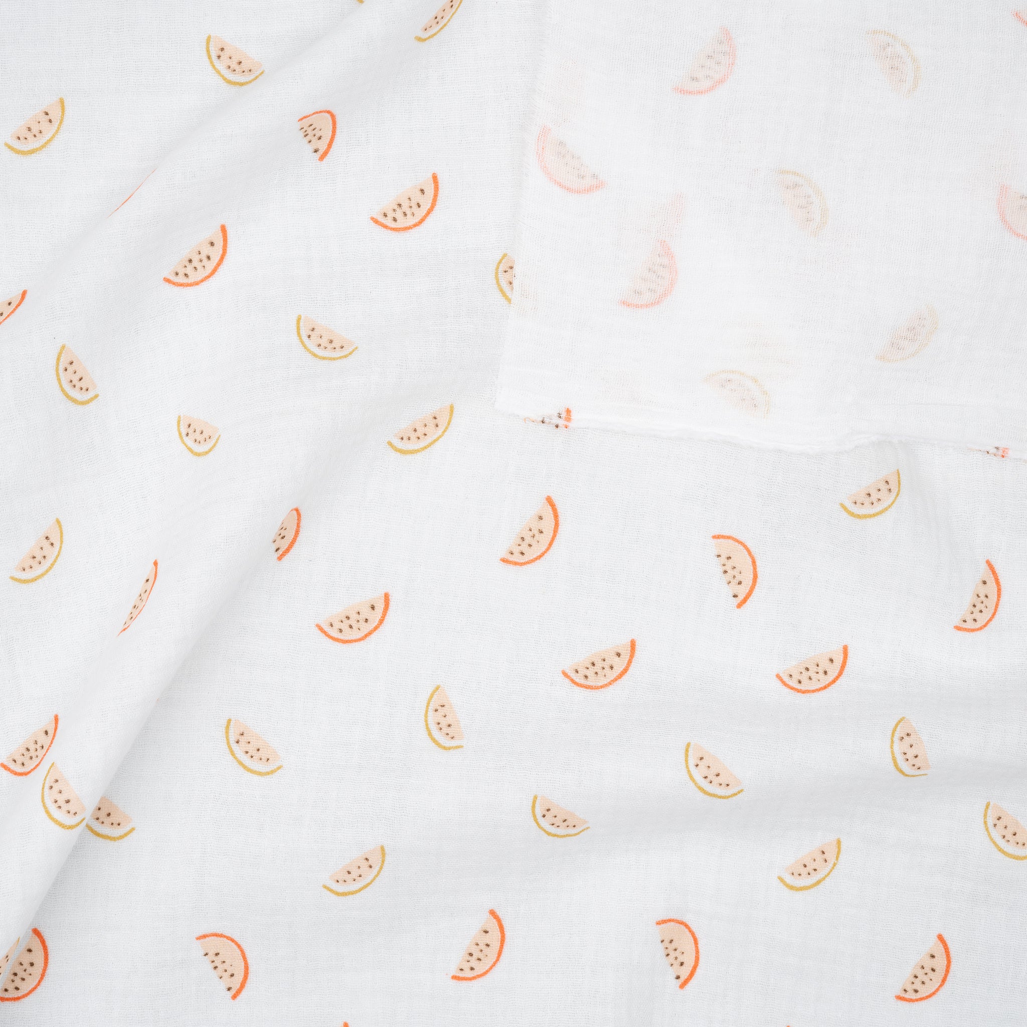 Bio Musselin Melonen Gelb Orange Weiß | Stoffwerk