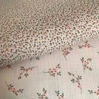 Bio Musselin Mini Flower Rosa Apricot Grün | Stoffwerk