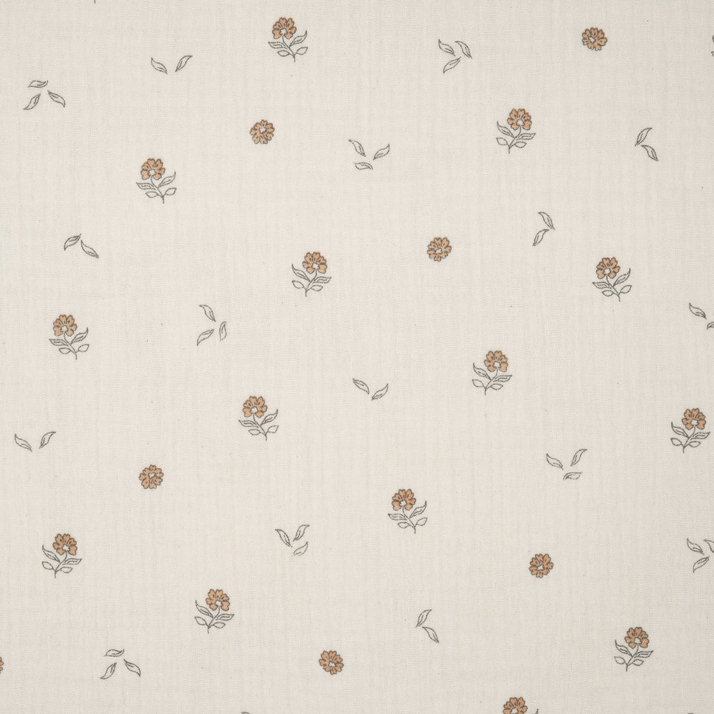 Bio Musselin Naturbelassen Kleine Zarte Blumen | Stoffwerk
