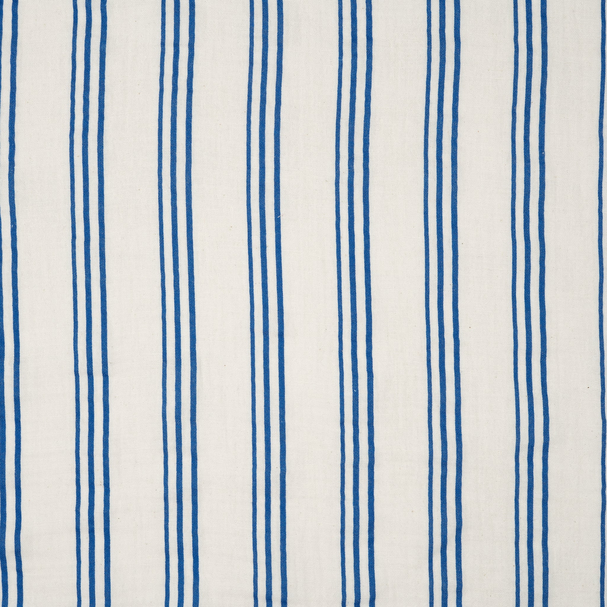 Bio Musselin Naturbelassen Vertikale Drei-Streifen Blau