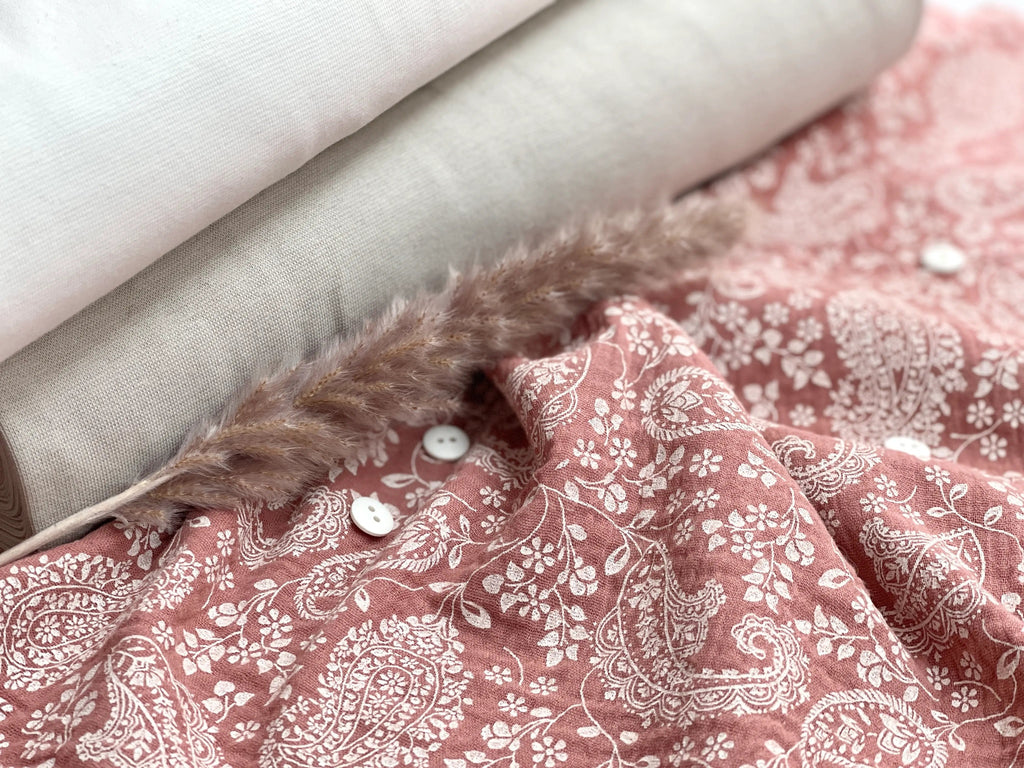 Bio Musselin Paisley Saftiges Altrosa | Stoffwerk