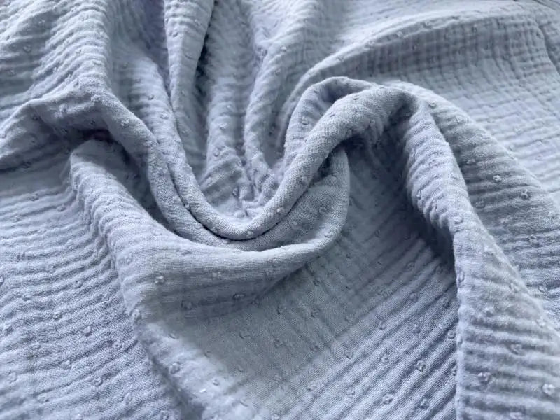 Bio Musselin Punkte 3D Punkte rauchblaugrau