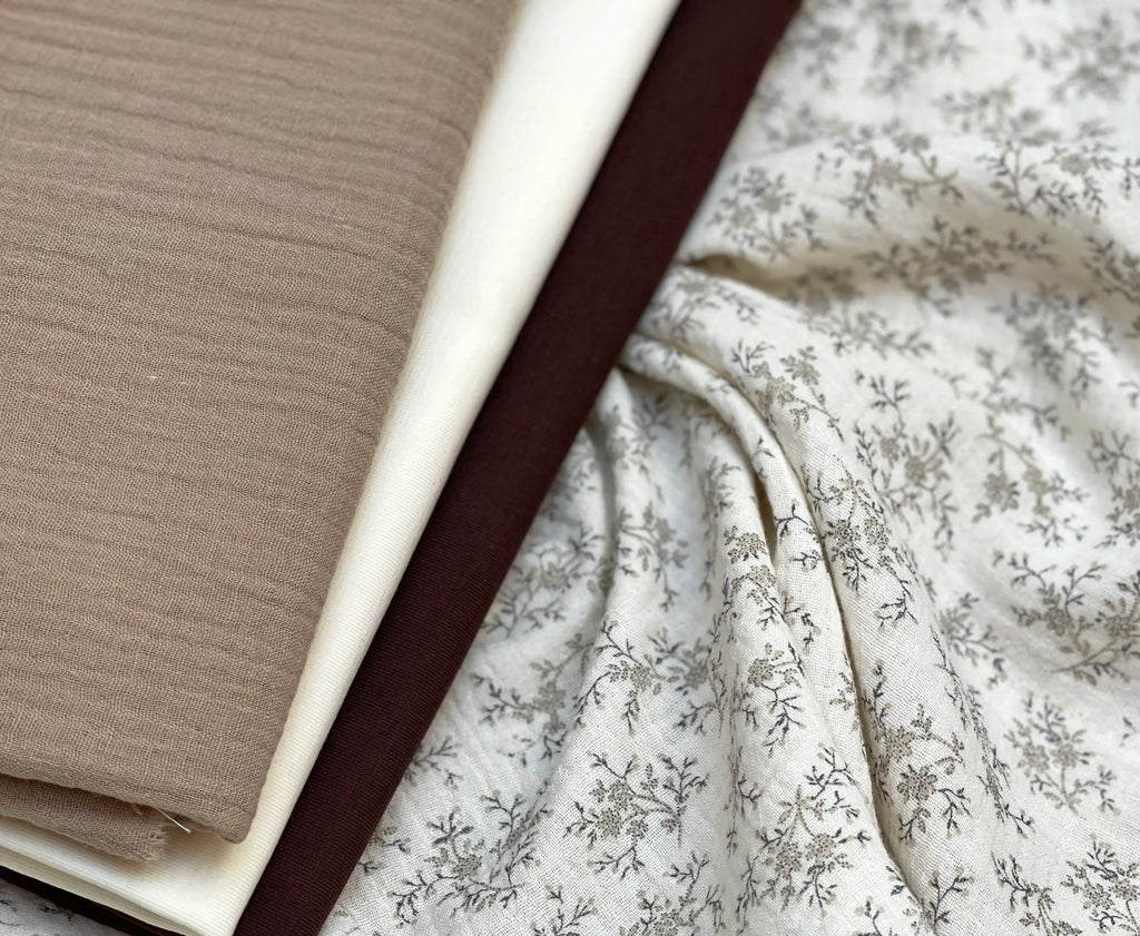 Bio Musselin Romantic Flowers creme