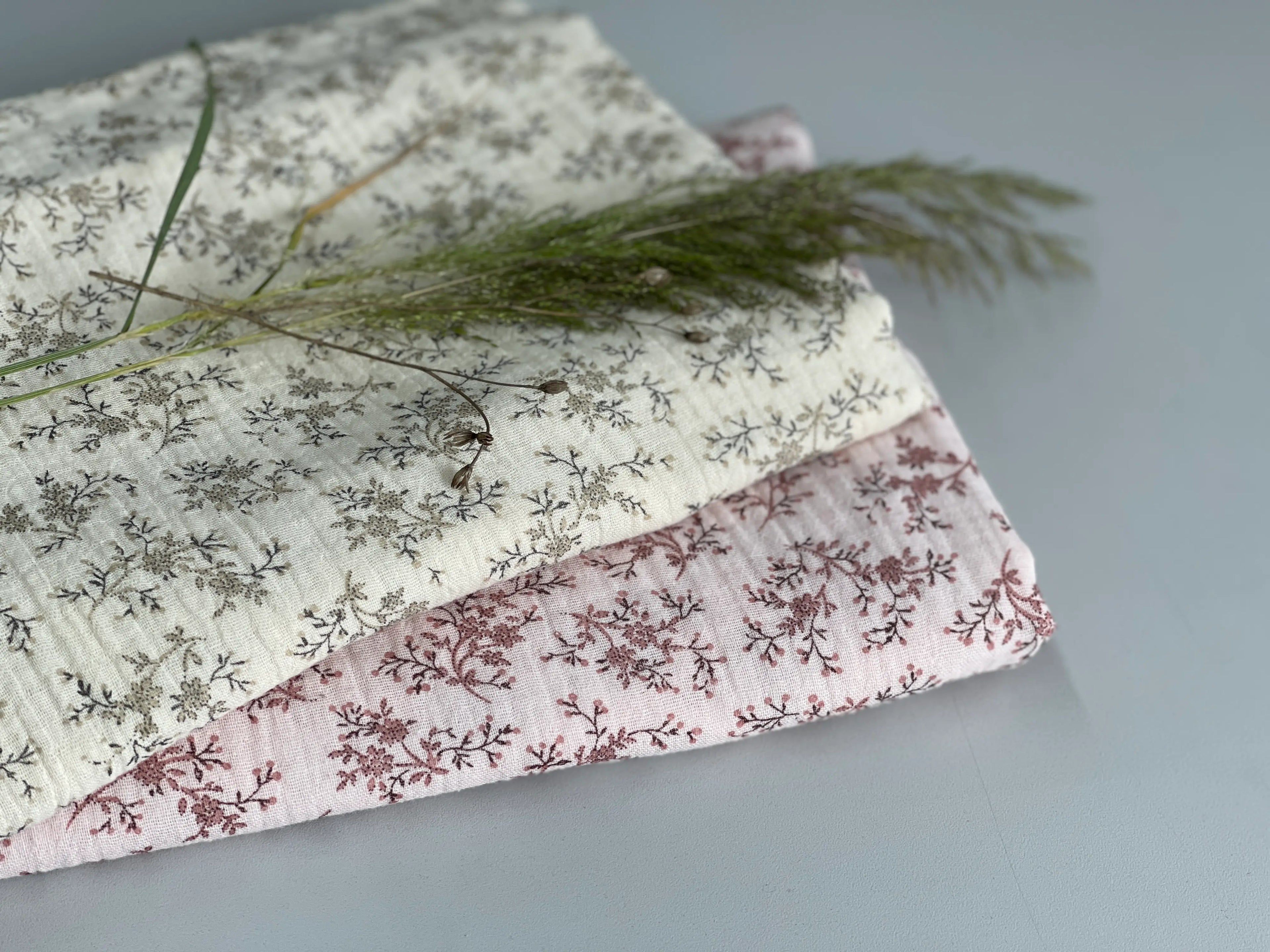 Bio Musselin Romantic Flowers creme