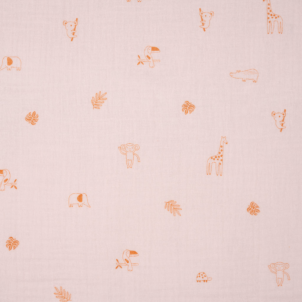 Bio Musselin Safari Ecru Rosa | Stoffwerk
