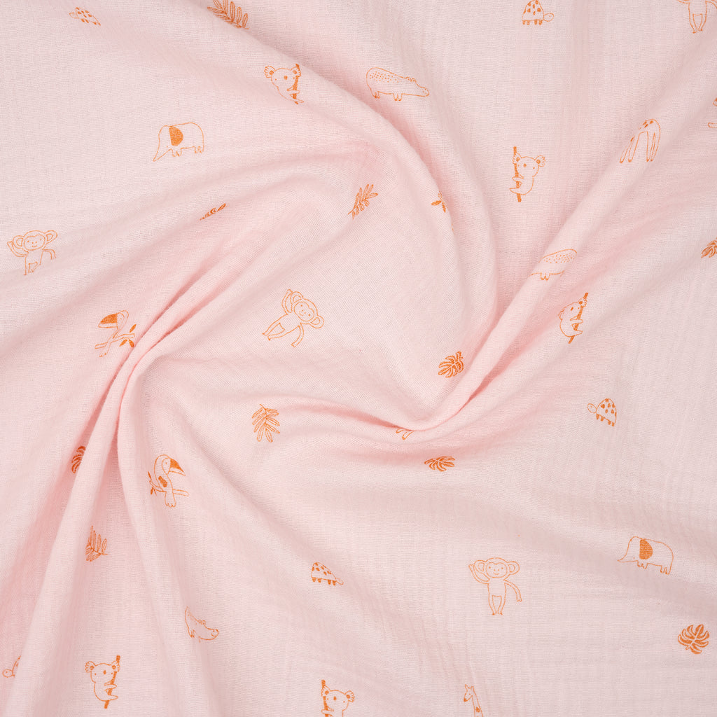 Bio Musselin Safari Ecru Rosa | Stoffwerk