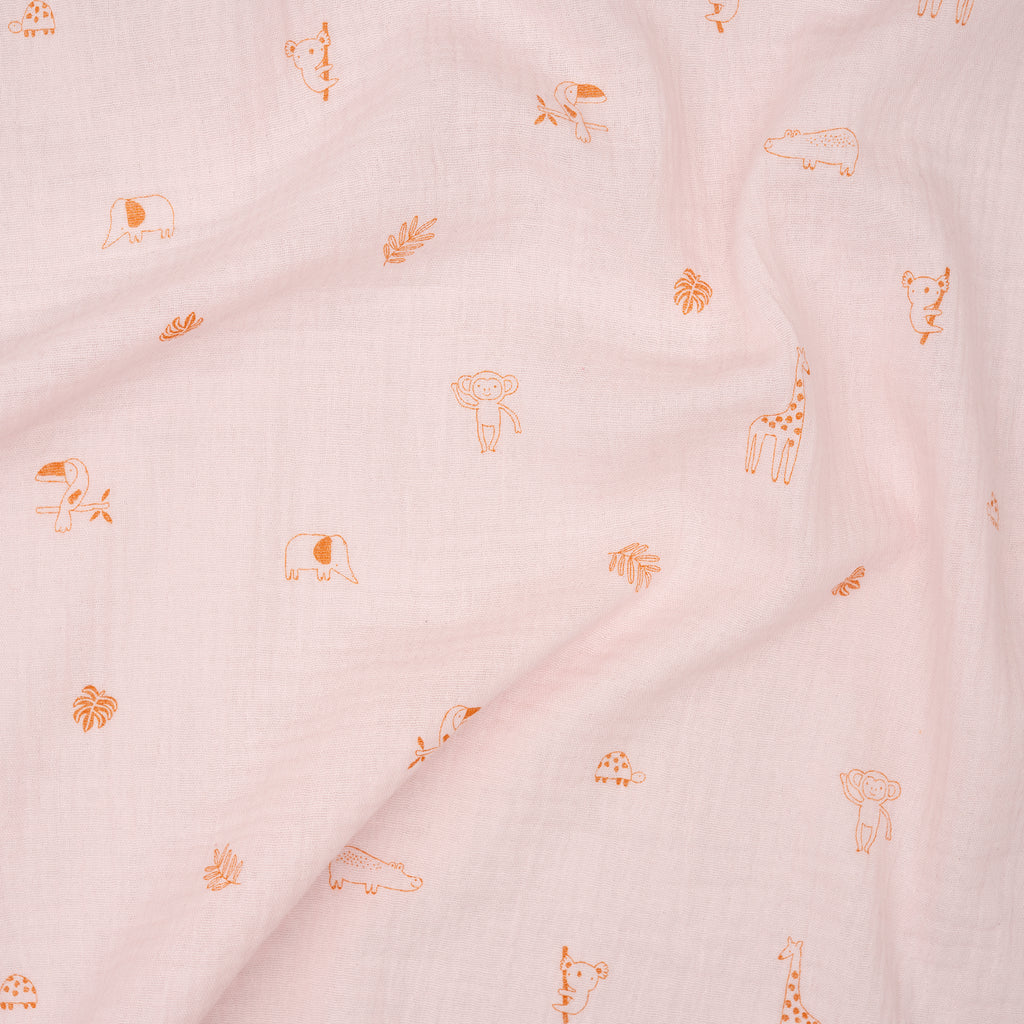 Bio Musselin Safari Ecru Rosa | Stoffwerk