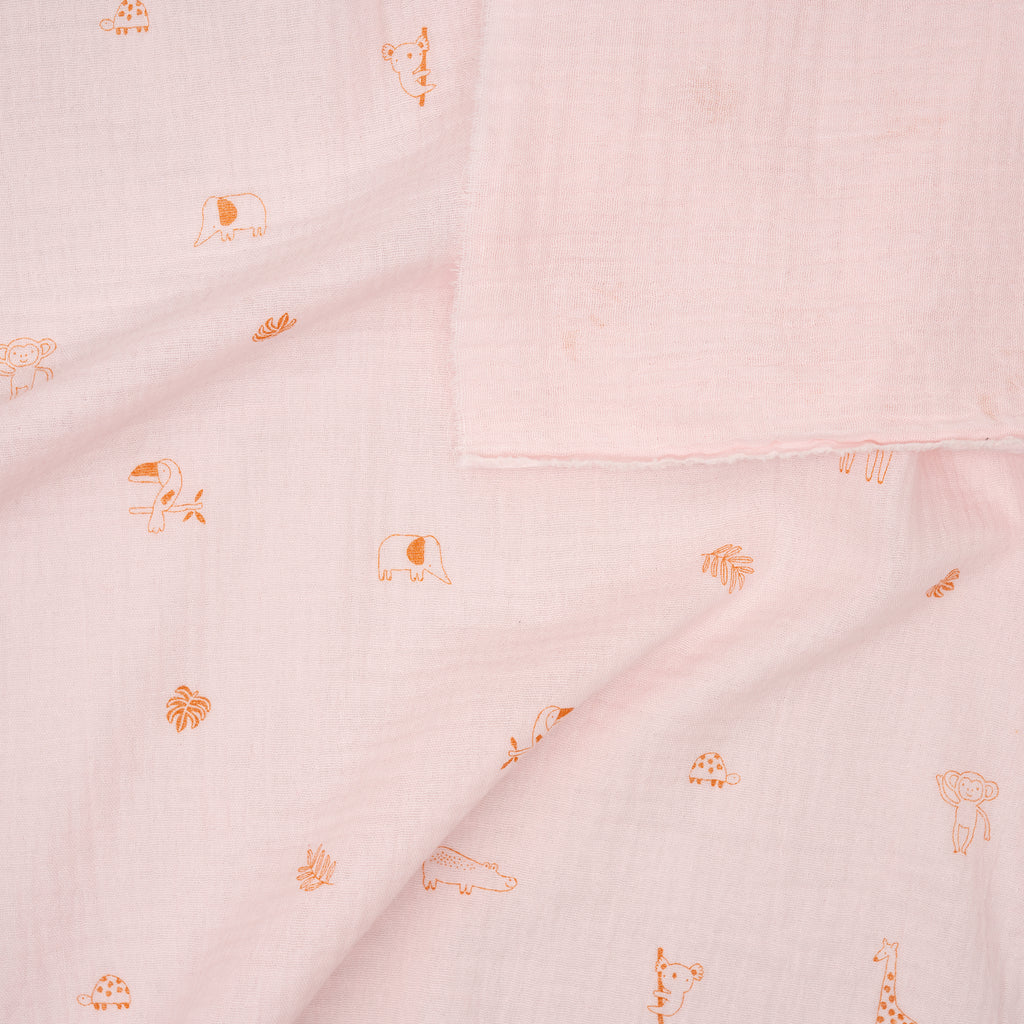 Bio Musselin Safari Ecru Rosa | Stoffwerk
