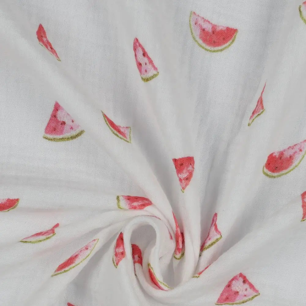 Bio Musselin Wassermelone Weiß Pink | Stoffwerk