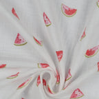 Bio Musselin Wassermelone Weiß Pink | Stoffwerk