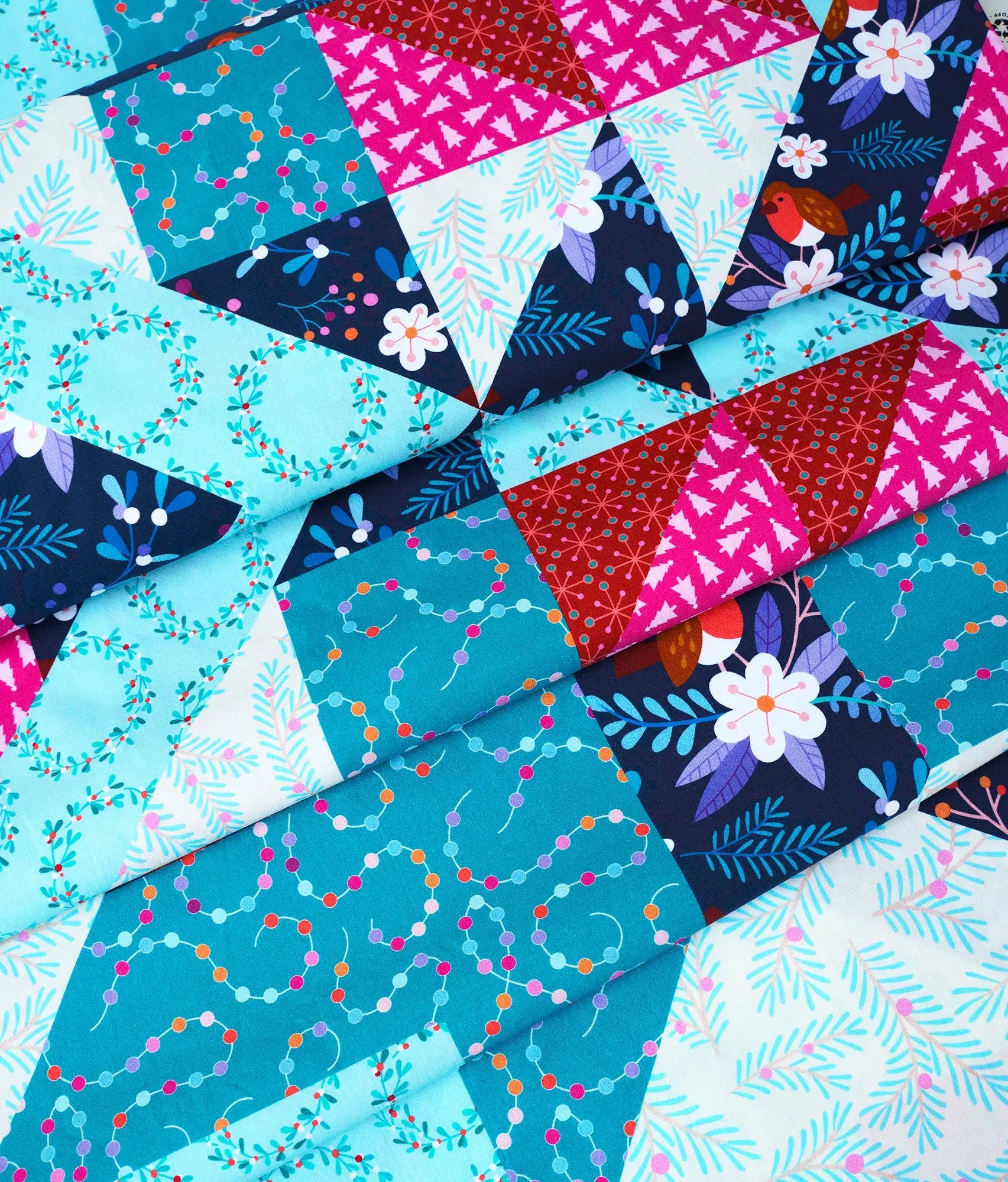 Bio Popeline Hamburger Liebe Christmas Cheater Quilt Panel
