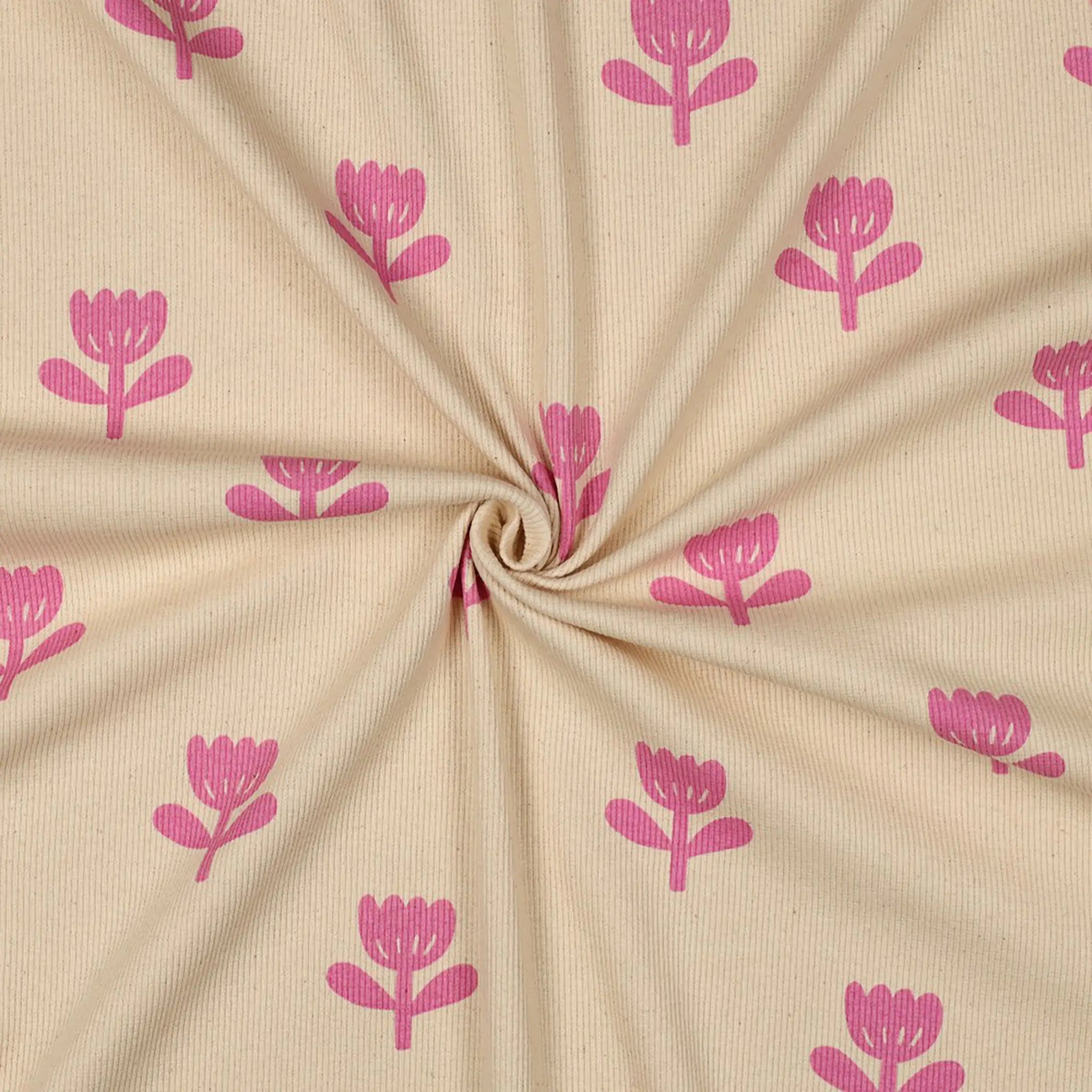 Bio Rib Jersey naturbelassen Blume Rosa
