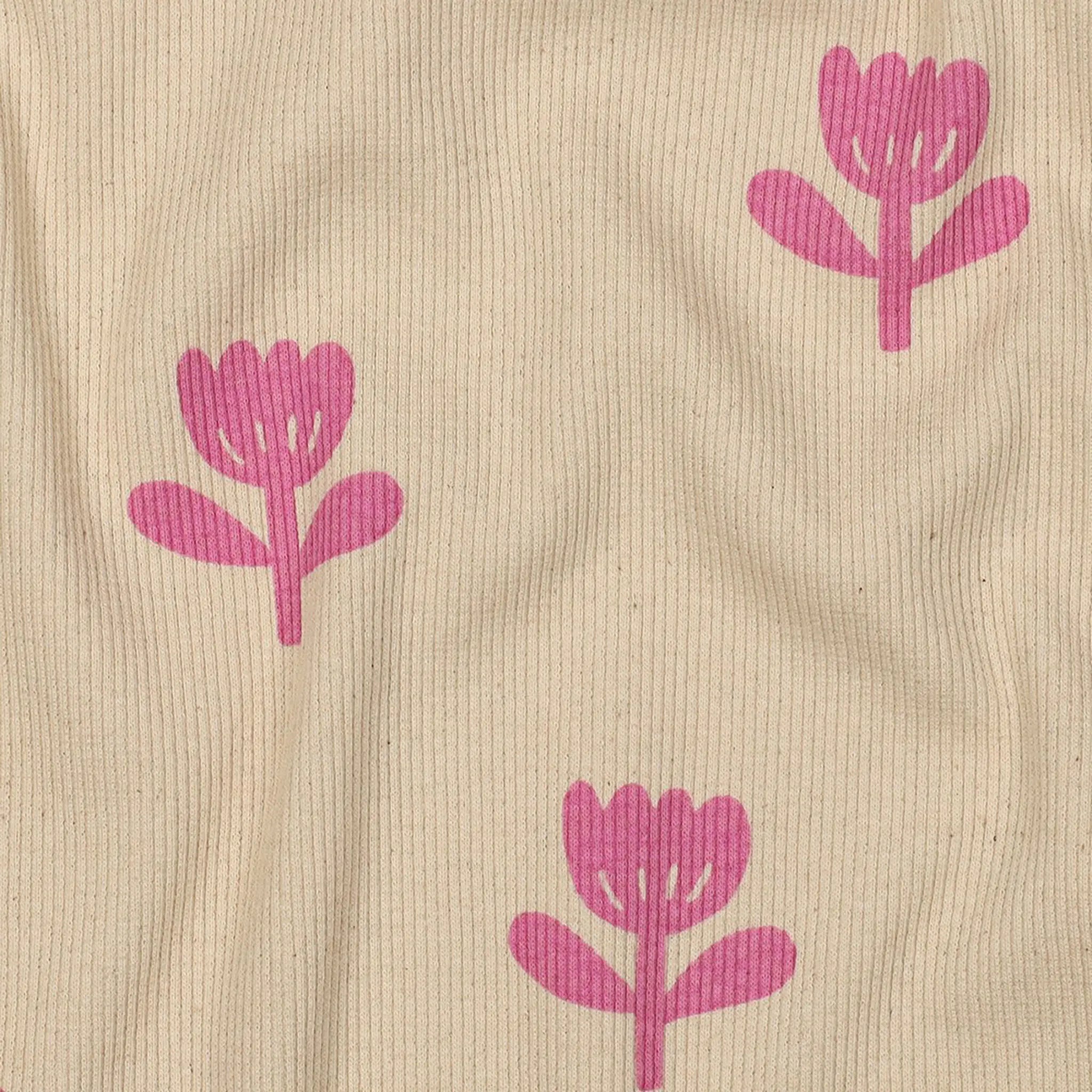 Bio Rib Jersey naturbelassen Blume Rosa