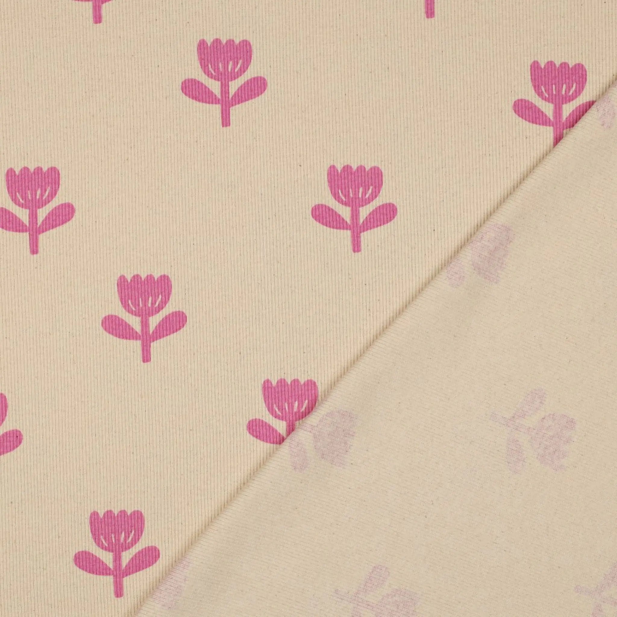 Bio Rib Jersey naturbelassen Blume Rosa