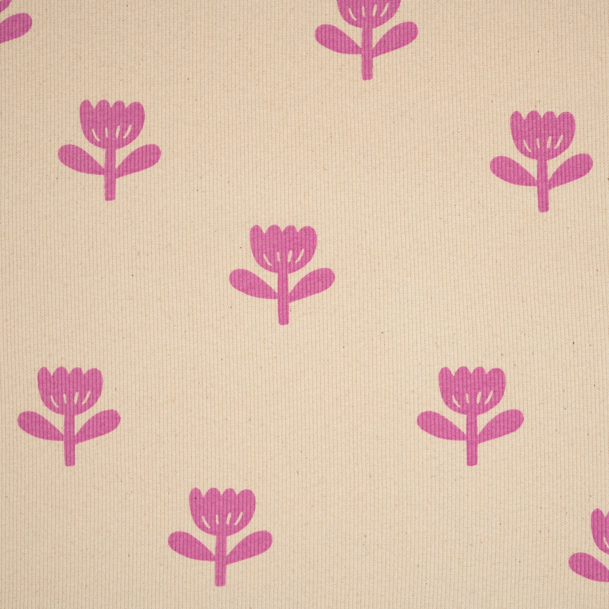 Bio Ripp Jersey Naturbelassen Blume Rosa