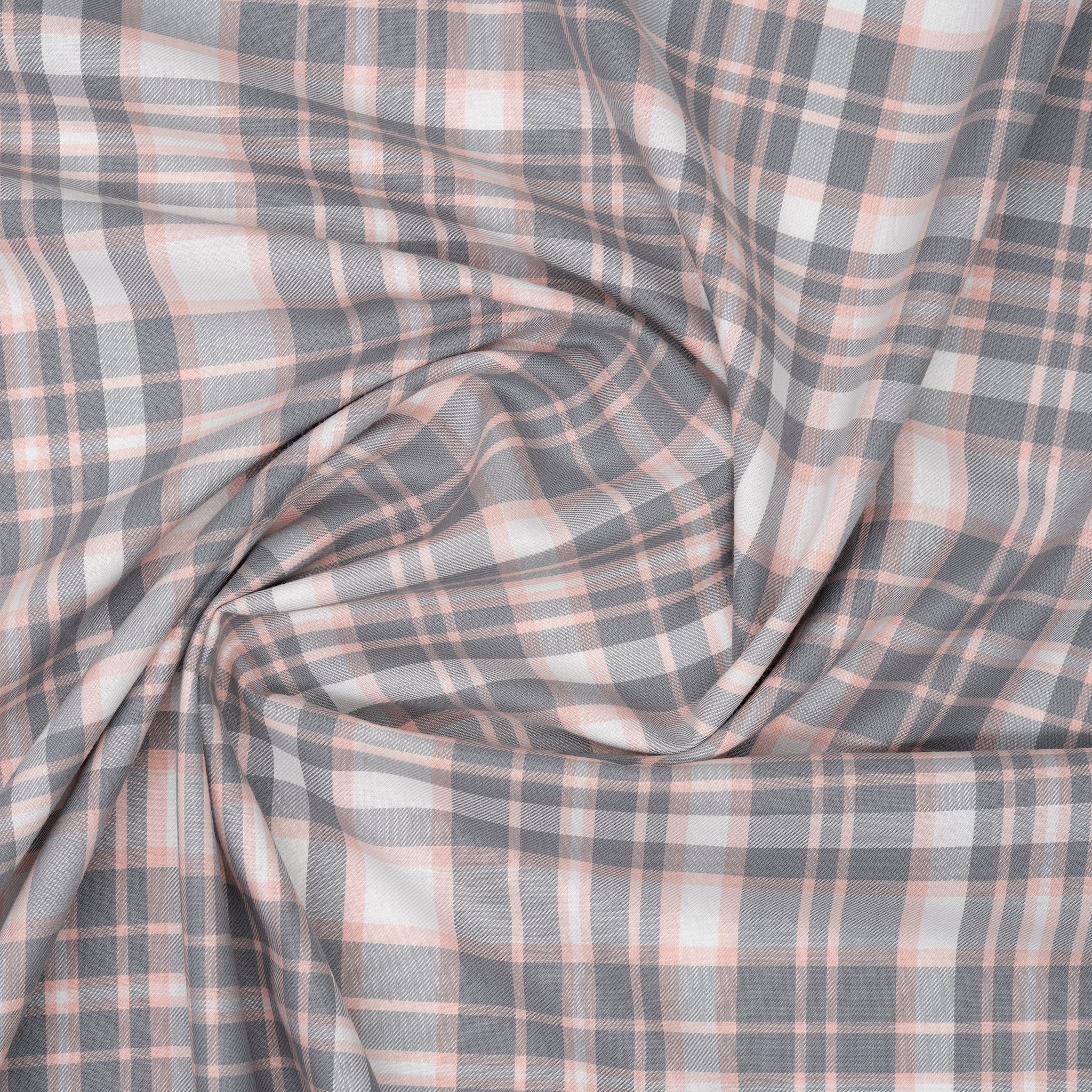 Bio Soft Twill Karo Grau Rosa | Stoffwerk