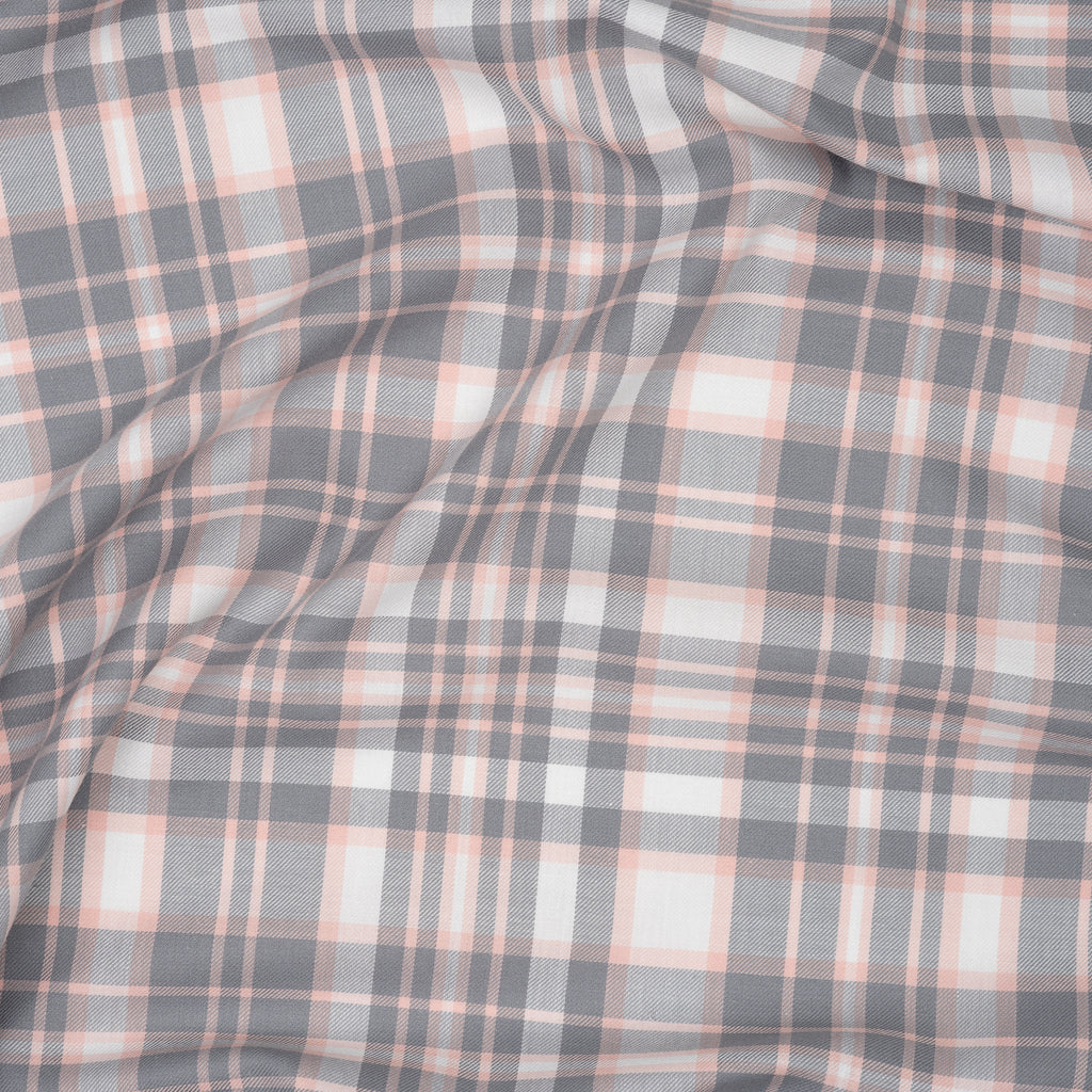 Bio Soft Twill Karo Grau Rosa | Stoffwerk
