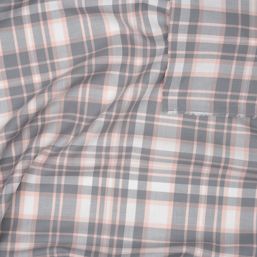 Bio Soft Twill Karo Grau Rosa | Stoffwerk