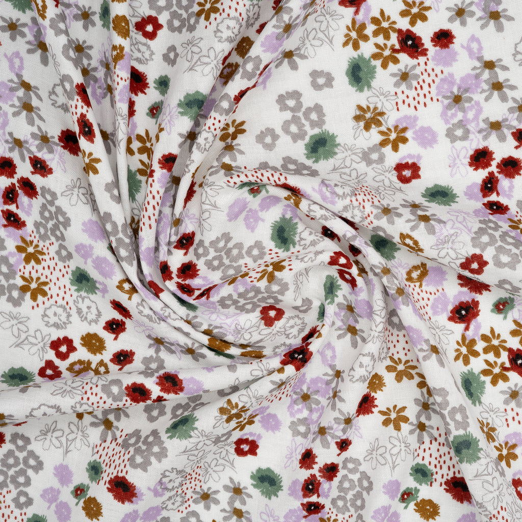 Eco Musselin Bunte Blumenwiese Ecru | Stoffwerk