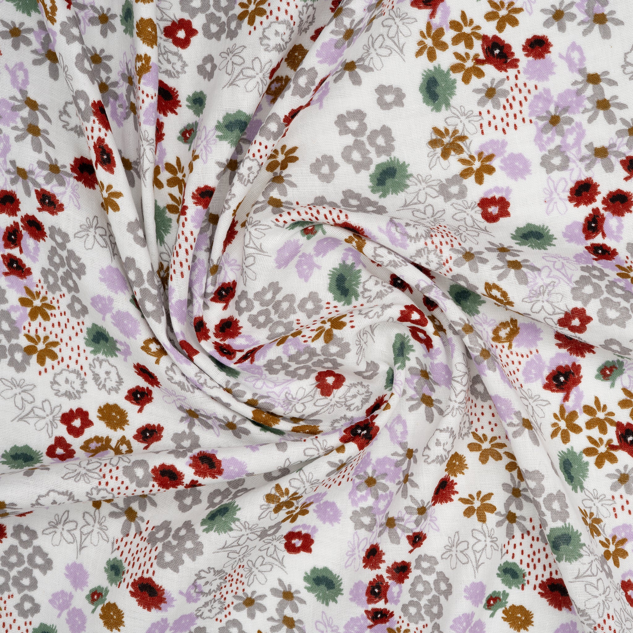 Eco Musselin Bunte Blumenwiese Ecru | Stoffwerk
