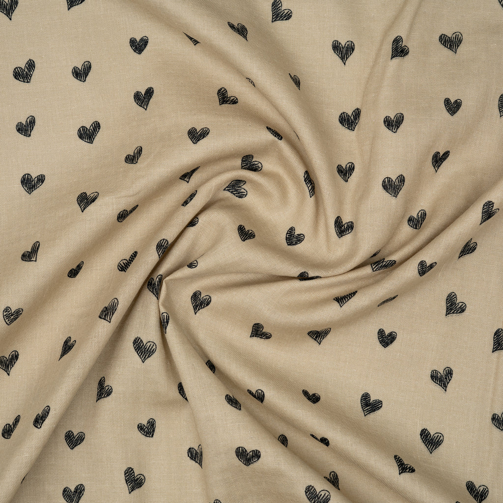 Eco Musselin Kleine Herzen Beige | Stoffwerk