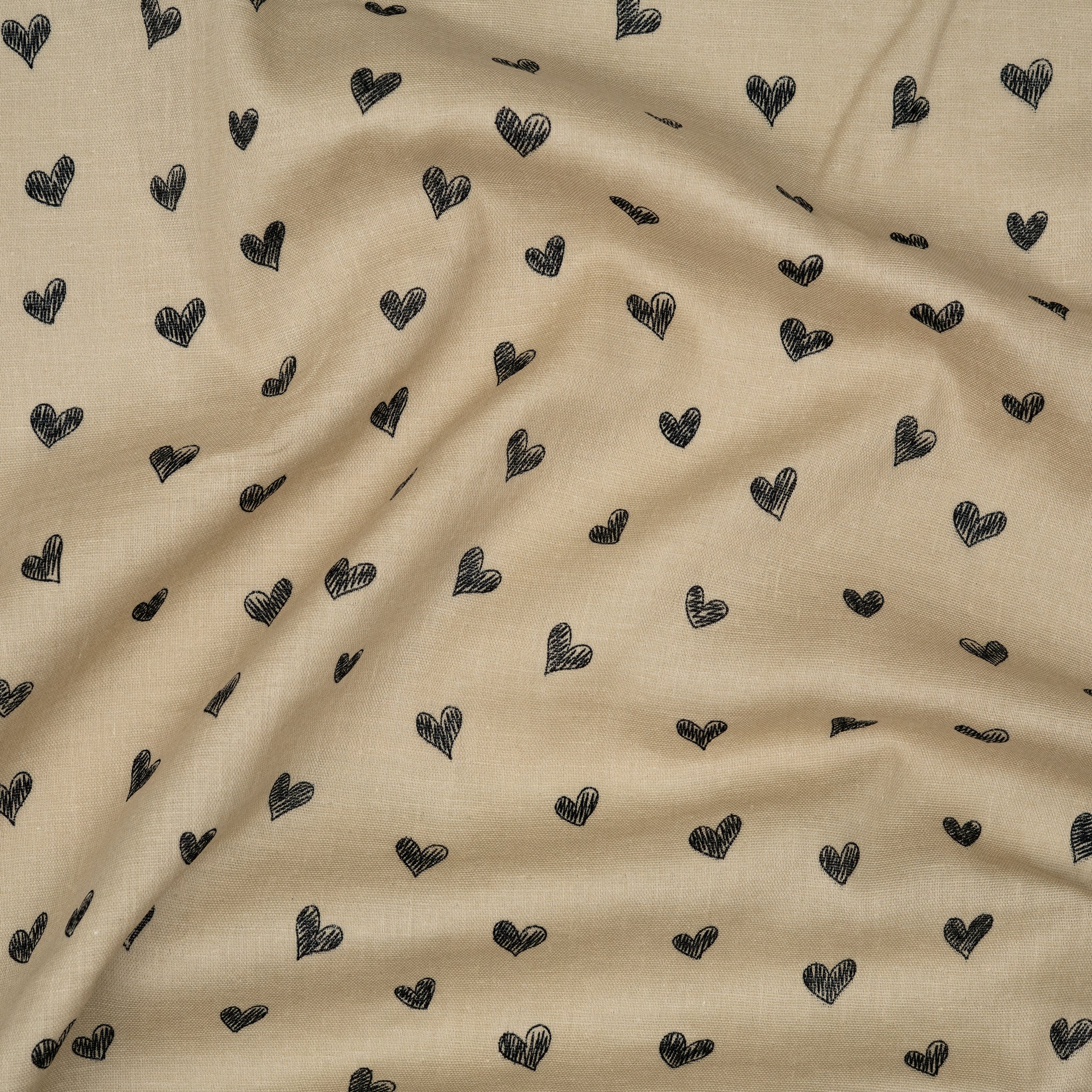 Eco Musselin Kleine Herzen Beige | Stoffwerk