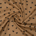 Eco Musselin Kleine Herzen Honigbraun | Stoffwerk