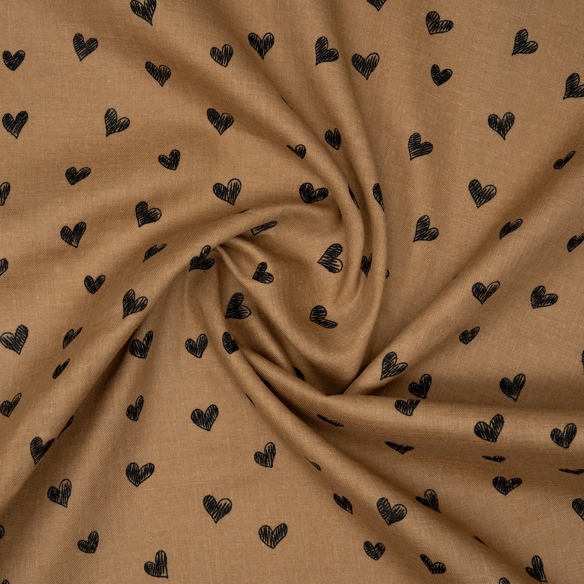 Eco Musselin Kleine Herzen Honigbraun | Stoffwerk
