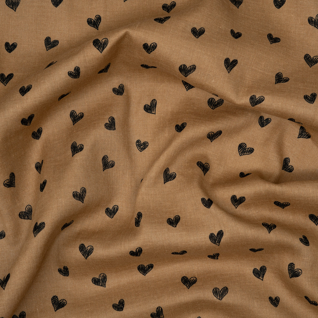 Eco Musselin Kleine Herzen Honigbraun | Stoffwerk