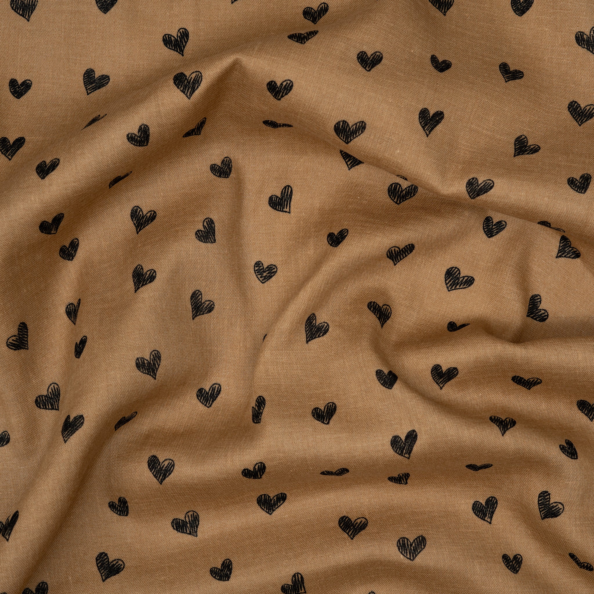 Eco Musselin Kleine Herzen Honigbraun | Stoffwerk
