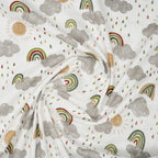 Eco Musselin Sonne Wolken Regenbogen | Stoffwerk