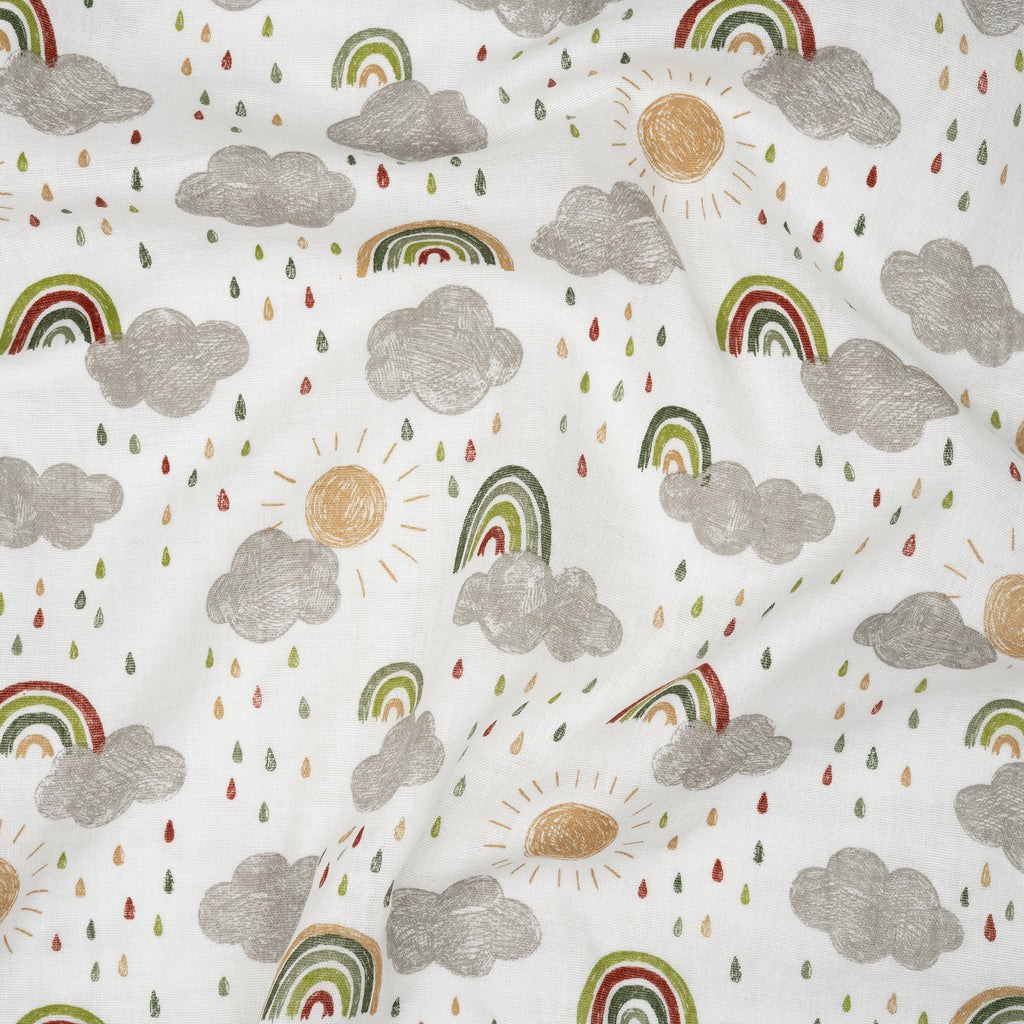 Eco Musselin Sonne Wolken Regenbogen | Stoffwerk