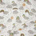 Eco Musselin Sonne Wolken Regenbogen | Stoffwerk