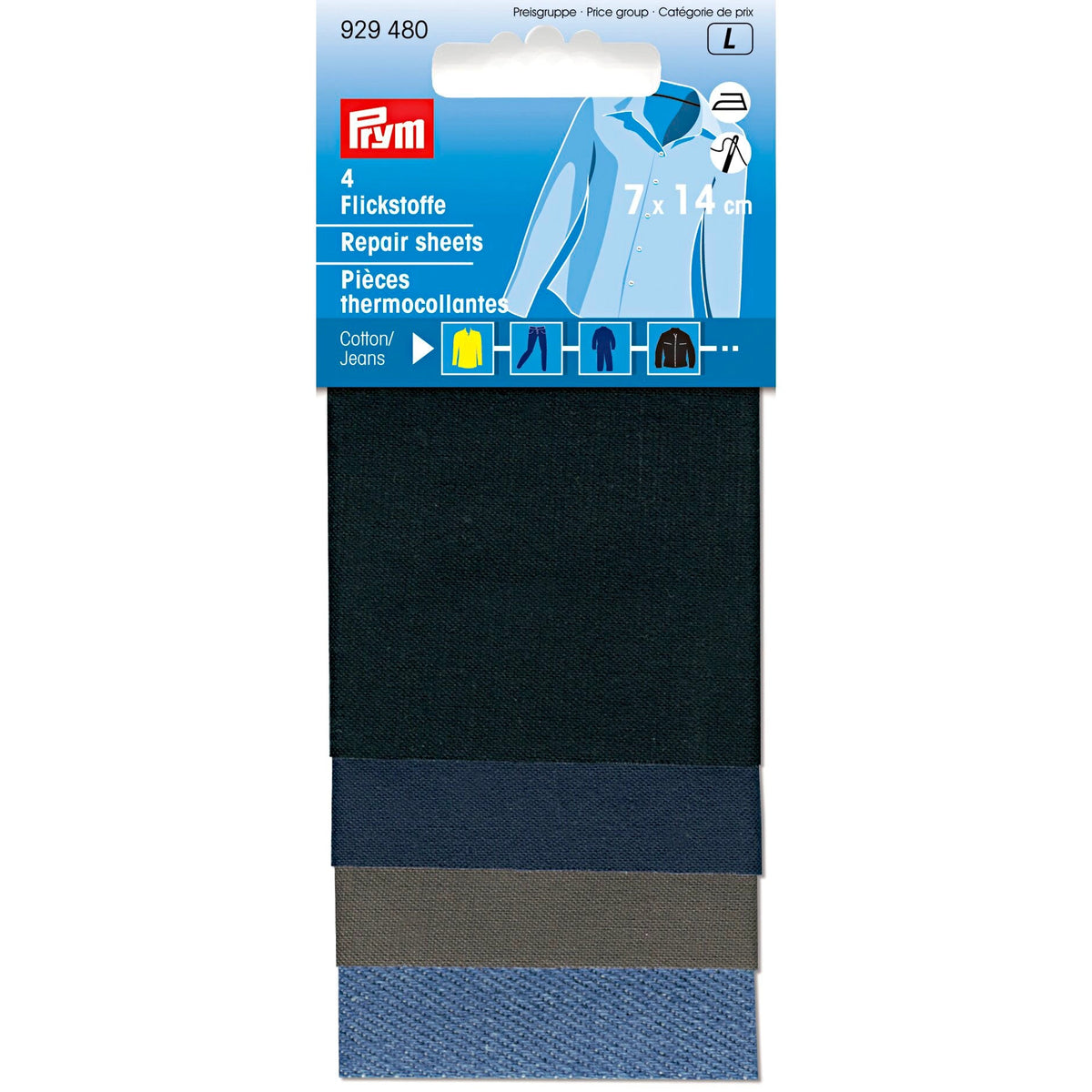 Flickstoff aufbügelbar schwarz dunkelblau grau jeans 14x7cm | Stoffwerk